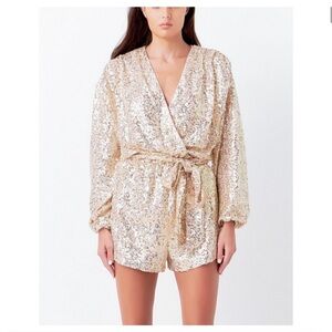 Endless rose champagne sequin romper large